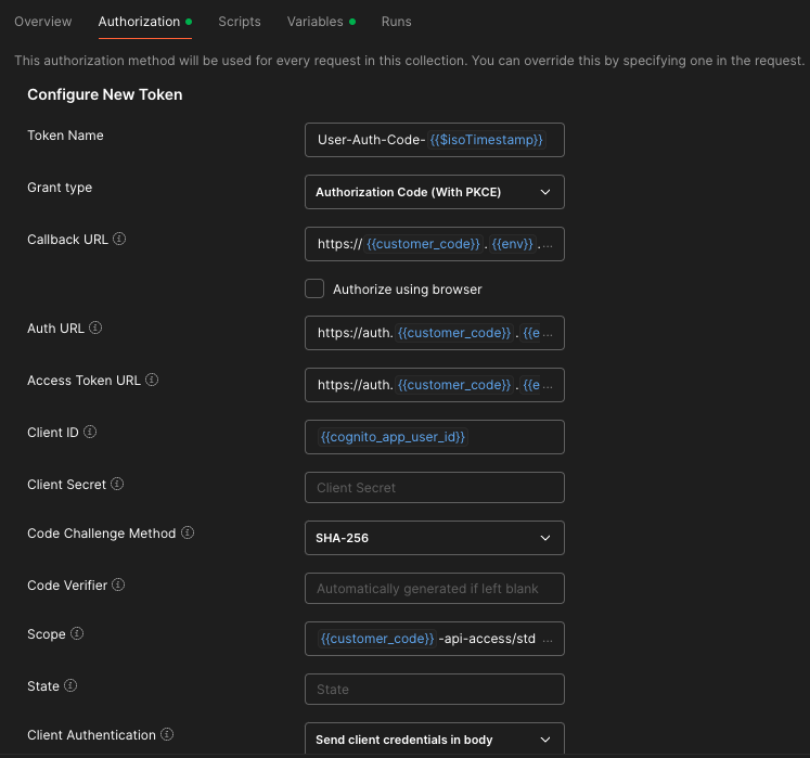 Postman config step 2